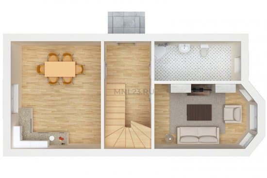 Планировка: Дом 120 (1) м² в Краснодаре в КП Сахарова, этаж 1