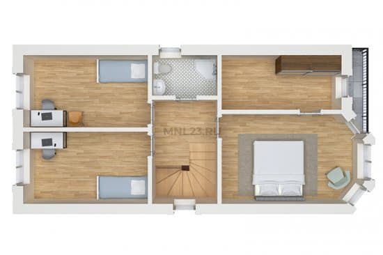 Планировка: Дом 120 (1) м² в Краснодаре в КП Сахарова, этаж 2