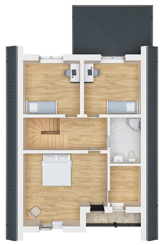 Планировка: Дом 130 м² в Краснодаре в КП Сахарова, этаж 2