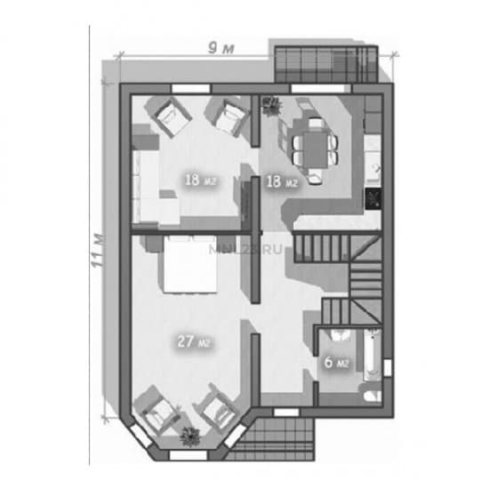 Планировка: Дом 158 м² в Краснодаре в КП Знание, этаж 1