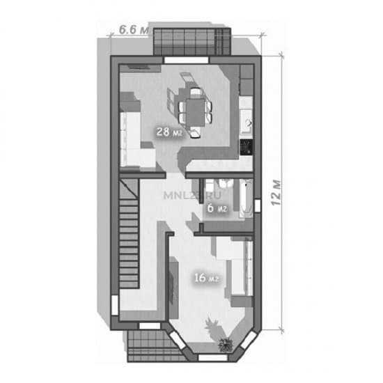 Планировка: Дом 126 м² в Краснодаре в КП Знание, этаж 1