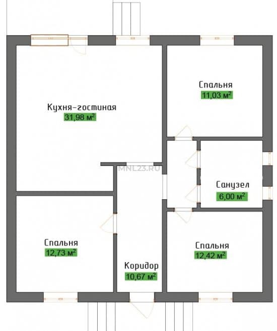 Планировка: Дом 95 м² в Краснодаре в КП Набережная