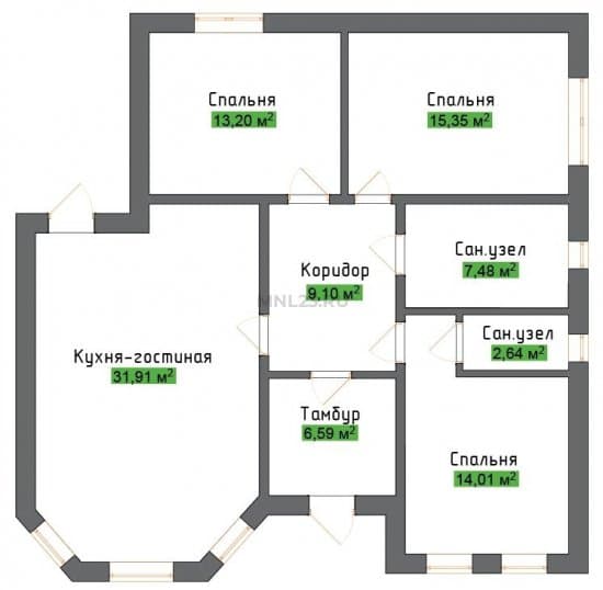 Планировка: Дом 101 м² в Краснодаре в КП Набережная