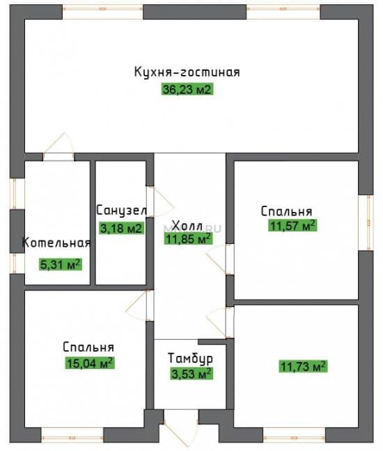 Планировка: Дом 110 м² в Краснодаре в КП Набережная
