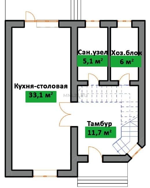 Планировка: Дом 120 м² в Краснодаре в КП Набережная, этаж 1