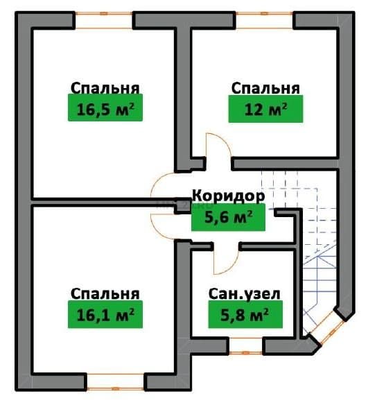 Планировка: Дом 120 м² в Краснодаре в КП Набережная, этаж 2