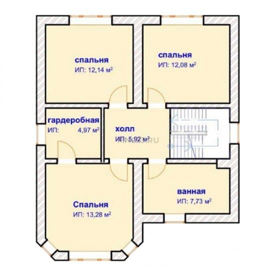 Планировка: Дом 120 (1) м² в Краснодаре в КП Зеленая роща, этаж 2