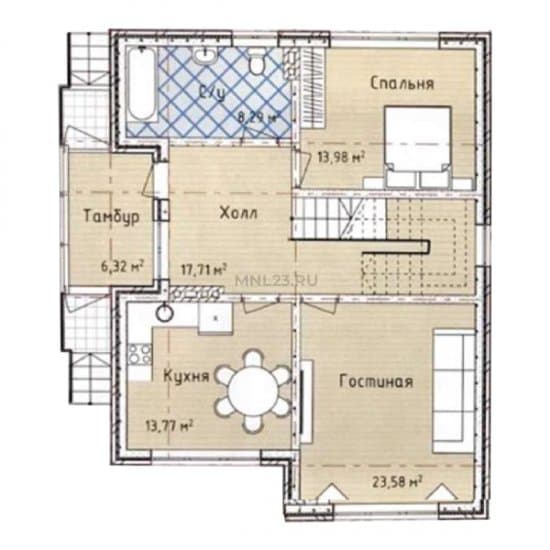 Планировка: Дом 180 м² в Краснодаре в КП Зеленая роща, этаж 1