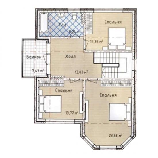 Планировка: Дом 190 м² в Краснодаре в КП Зеленая роща, этаж 2