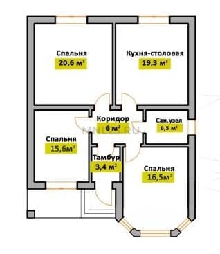 Планировка: Дом 88 м² в Краснодаре в КП Золотая долина