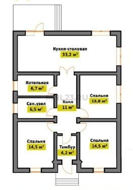 Планировка: Дом 105 м² в Краснодаре в КП Золотая долина