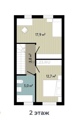 Планировка: Дом 84.3 м² в Краснодаре в КП Близкий, этаж 2