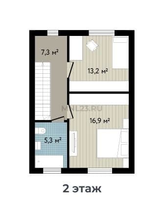Планировка: Дом 90.3 м² в Краснодаре в КП Близкий, этаж 2