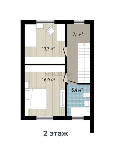 Планировка: Дом 90.4 м² в Краснодаре в КП Близкий, этаж 2