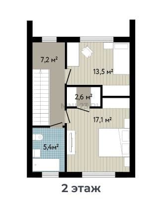Планировка: Дом 96.8 (1) м² в Краснодаре в КП Близкий, этаж 2