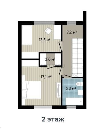 Планировка: Дом 96.8 м² в Краснодаре в КП Близкий, этаж 2