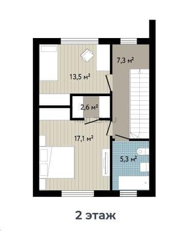 Планировка: Дом 96.9 м² в Краснодаре в КП Близкий, этаж 2
