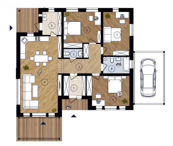 Планировка: Дом 120 м² в Краснодаре в КП Солнечный (Красносельское)