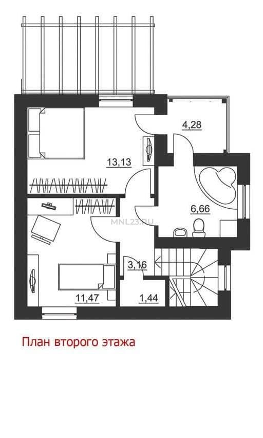 Планировка: Дом 86.50 м² в Краснодаре в КП Немецкая деревня, этаж 2