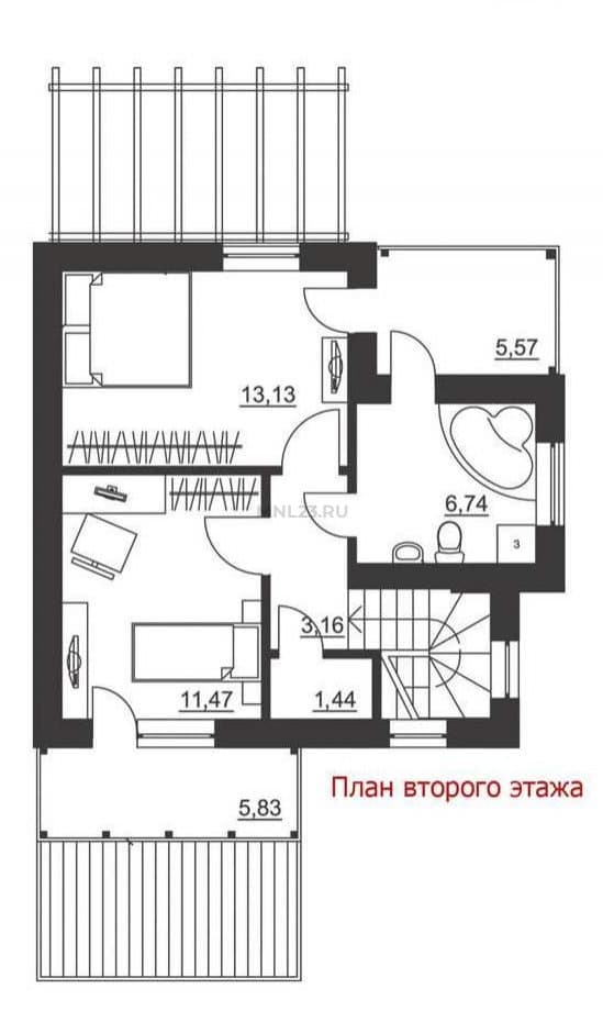 Планировка: Дом 91.05 м² в Краснодаре в КП Немецкая деревня, этаж 2