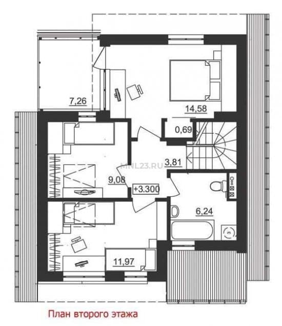 Планировка: Дом 96.90 м² в Краснодаре в КП Немецкая деревня, этаж 2