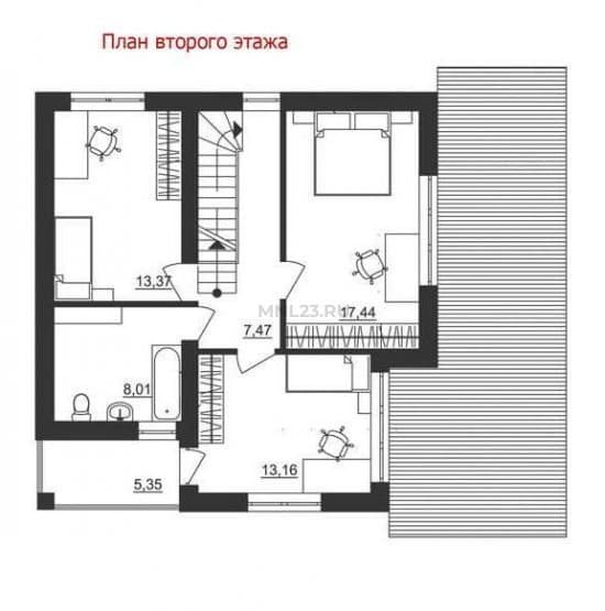 Планировка: Дом 129.19 м² в Краснодаре в КП Немецкая деревня, этаж 2