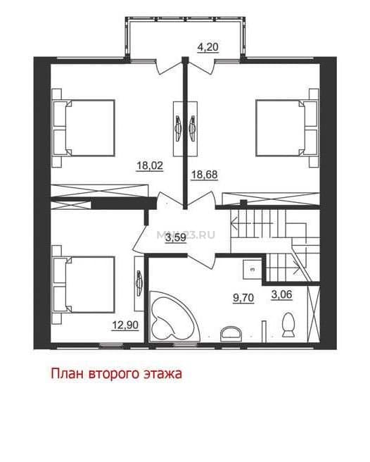 Планировка: Дом 137.64 м² в Краснодаре в КП Немецкая деревня, этаж 2