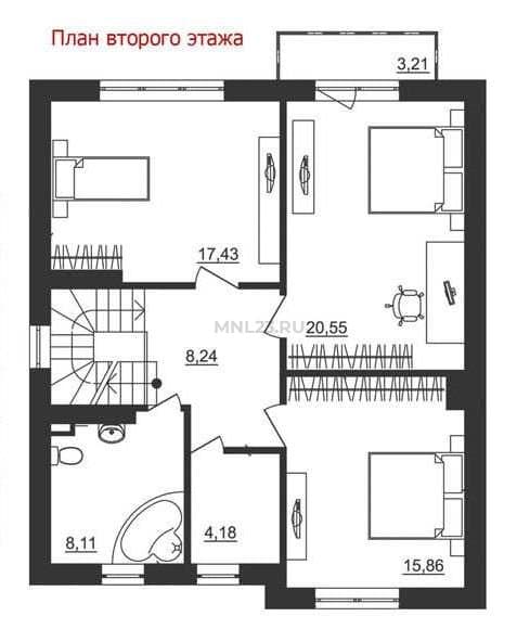 Планировка: Дом 158.36 м² в Краснодаре в КП Немецкая деревня, этаж 2