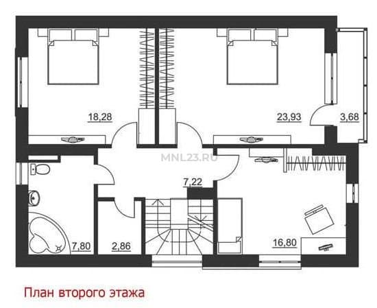 Планировка: Дом 165.22 м² в Краснодаре в КП Немецкая деревня, этаж 2