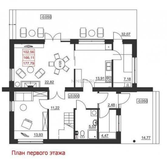 Планировка: Дом 177.79 м² в Краснодаре в КП Немецкая деревня, этаж 1