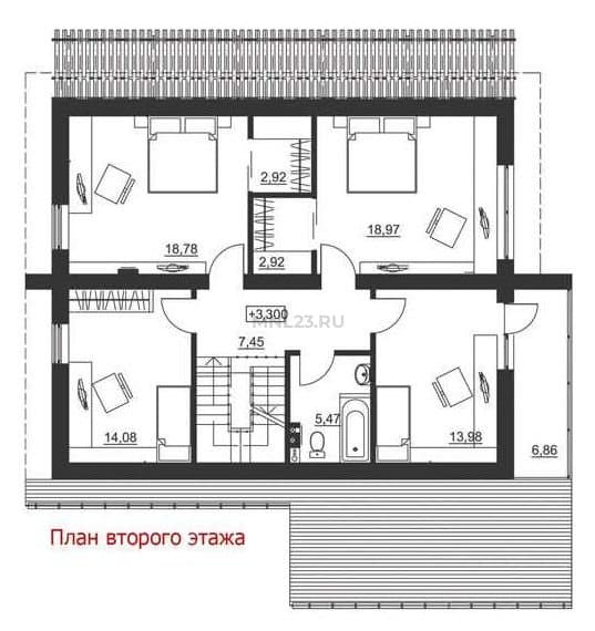 Планировка: Дом 177.79 м² в Краснодаре в КП Немецкая деревня, этаж 2