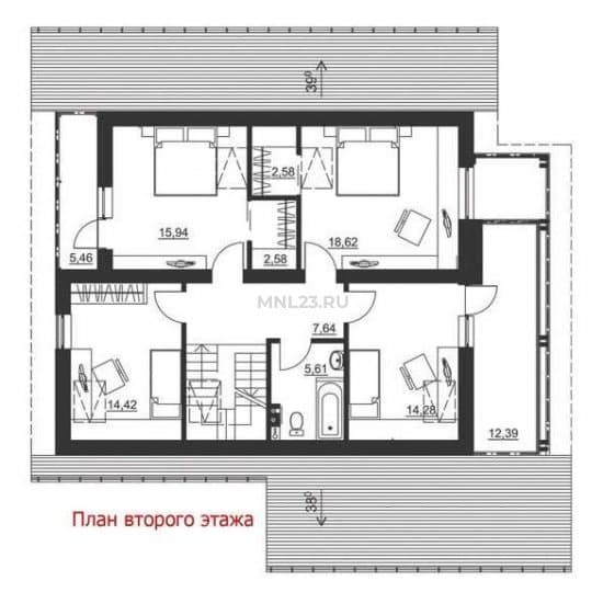 Планировка: Дом 185.70 м² в Краснодаре в КП Немецкая деревня, этаж 2