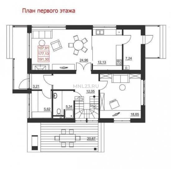 Планировка: Дом 191.30 м² в Краснодаре в КП Немецкая деревня, этаж 1