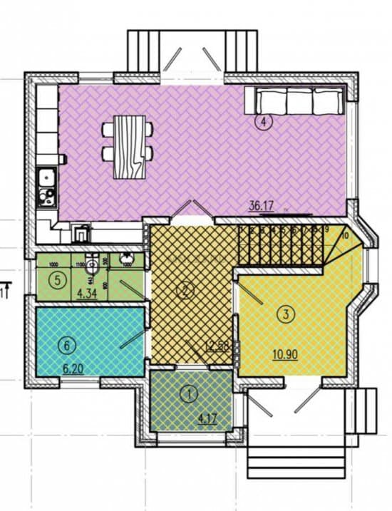 Планировка: Дом 150 м² в Краснодаре в КП Немецкая деревня, этаж 1
