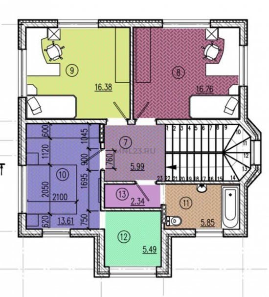 Планировка: Дом 150 м² в Краснодаре в КП Немецкая деревня, этаж 2