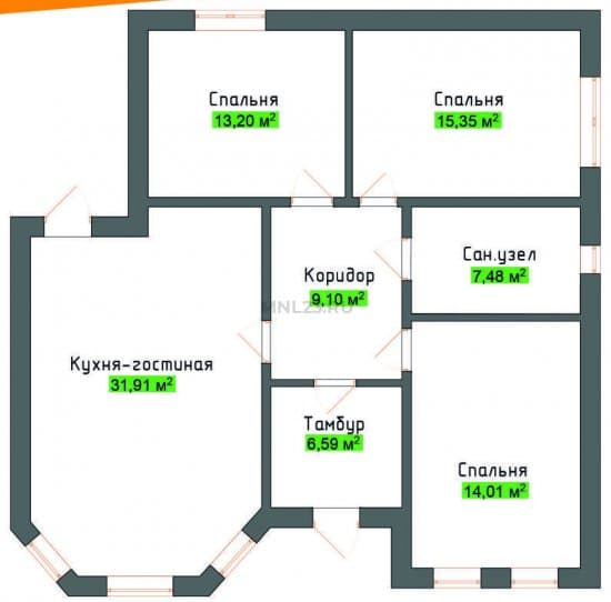 Планировка: Дом 103 (5) м² в Краснодаре в КП Знаменский