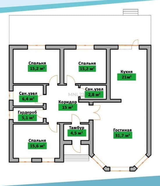 Планировка: Дом 130 м² в Краснодаре в КП Приморский