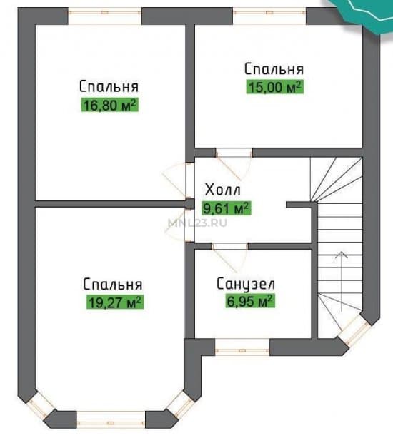 Планировка: Дом 144 м² в Краснодаре в КП Приморский, этаж 2
