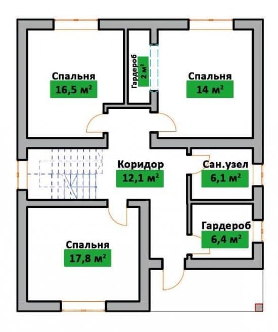 Планировка: Дом 167 м² в Краснодаре в КП Приморский, этаж 2