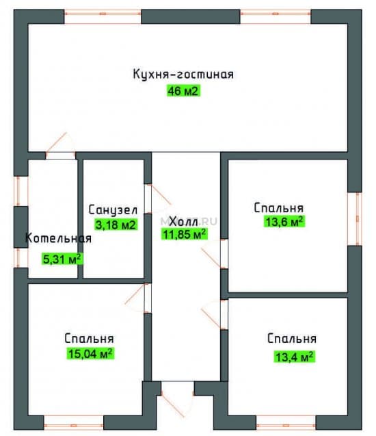 Планировка: Дом 113.5 м² в Краснодаре в КП Знаменский