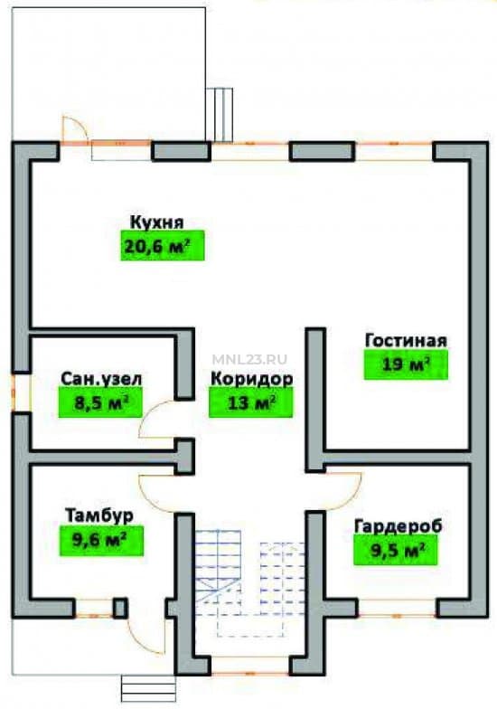 Планировка: Дом 165 м² в Краснодаре в КП Знаменский, этаж 1
