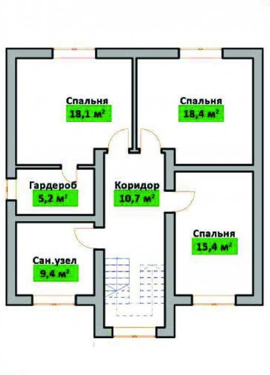 Планировка: Дом 165 м² в Краснодаре в КП Знаменский, этаж 2