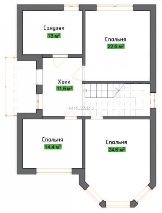 Планировка: Дом 150 м² в Краснодаре в КП Зеленая роща, этаж 2