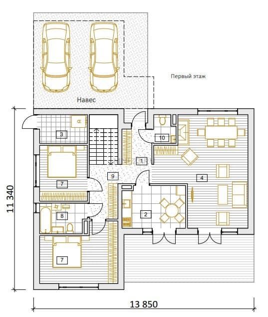 Планировка: КП Siberium 140 м, этаж 1