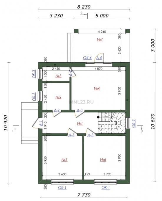 Планировка: Дом 112.20 м² в Краснодаре в КП Солнечный, этаж 1