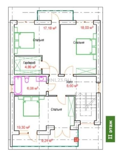 Планировка: Дом 146 м² в Краснодаре в КП Парковый, этаж 2
