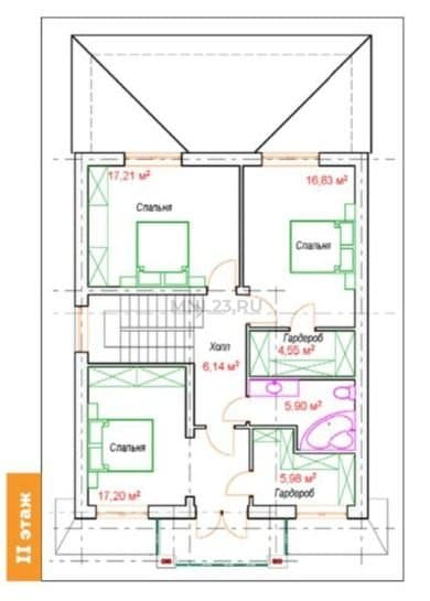 Планировка: Дом 157 м² в Краснодаре в КП Парковый, этаж 2