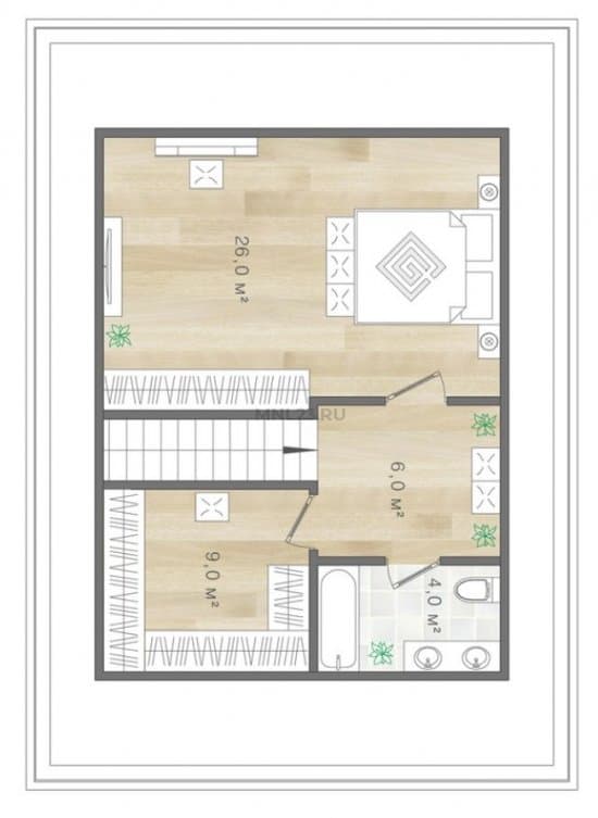 Планировка: Дом 75 м² (1) в Краснодаре в КП Квартал, этаж 2