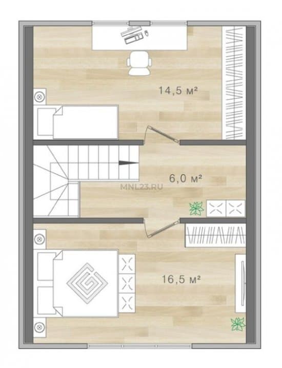 Планировка: Дом 130 м² в Краснодаре в КП Квартал, этаж 2