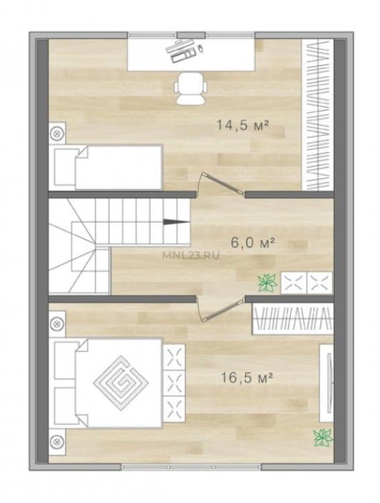 Планировка: Дом 75 м² (1) в Краснодаре в КП Династия, этаж 2